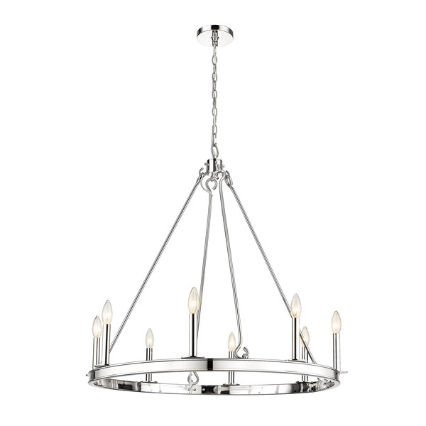 Z-Lite Barclay Chandelier, 8-Light, 33 In.W x 32 In.H, Polished Nickel/Polished Nickel 482R-8PN - main